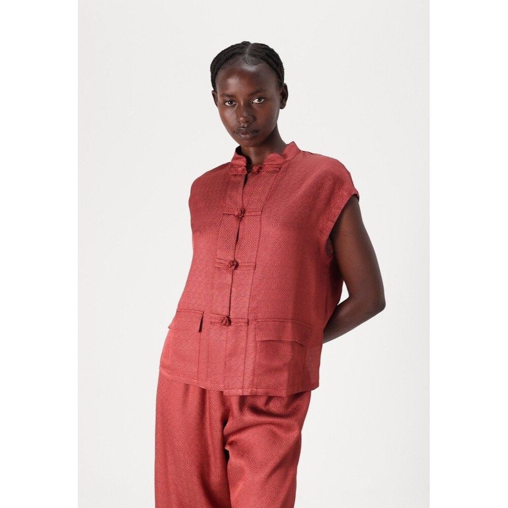 Sleeper Sakura Jacquard Lounge Sleeveless Top Rust Orange Large